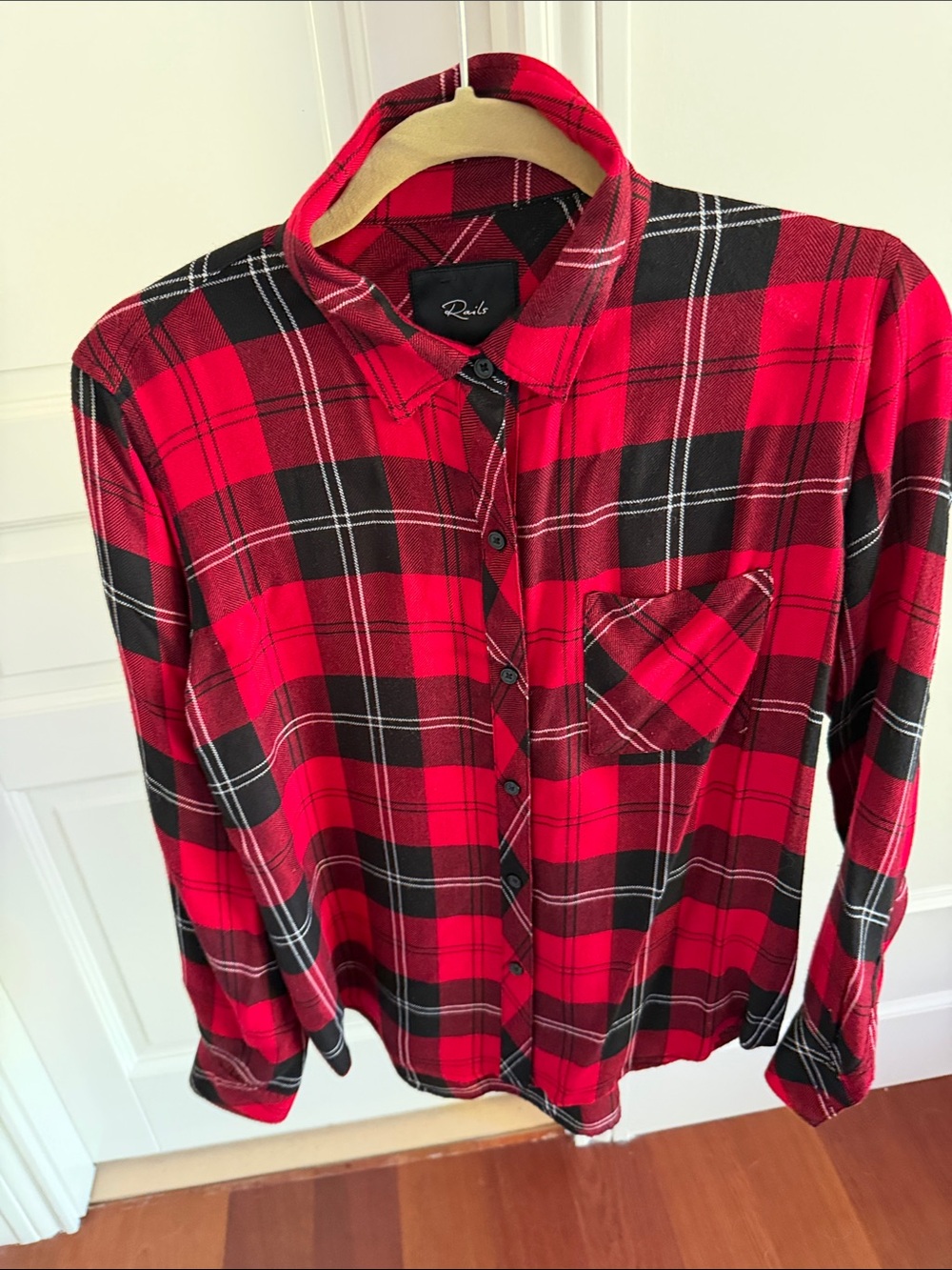 Rails Red and Black Plaid Button-Up Shirt